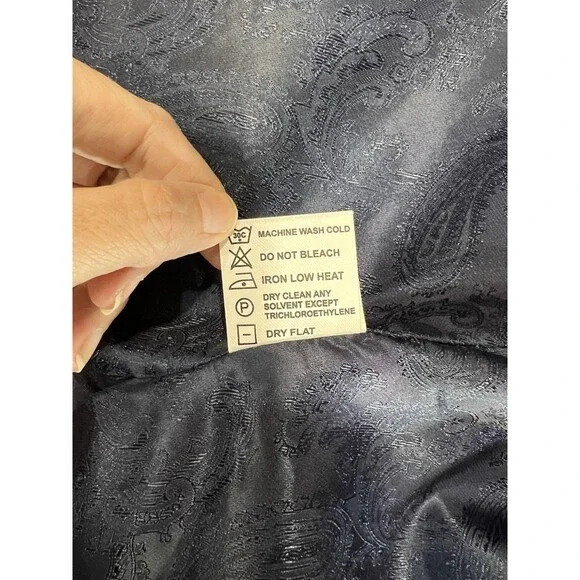 French Crown Men's 42 Blue Windowpane Pattern Wool Rich Double Breasted Suit NEW